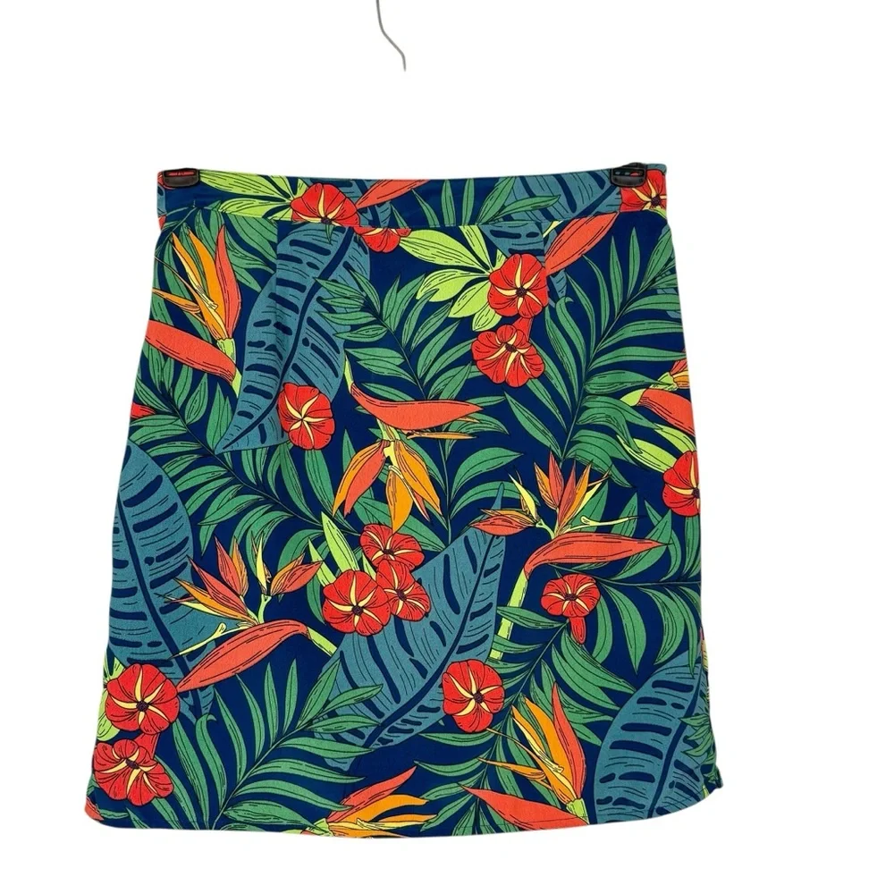 NEW Molly Bracken Green Navy Floral Faux Wrap Skirt Womans Size Small NWT‎